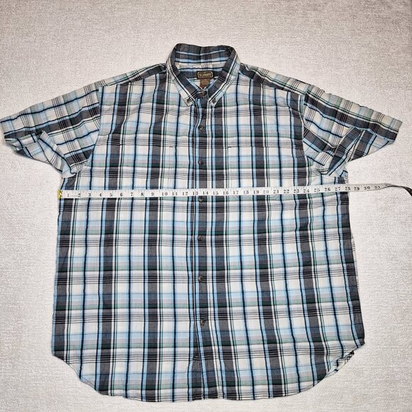 Schmidt Workwear Shirt Mens 2XL Blue Brown Plaid Long Sleeve Button Down - Picture 2 of 7